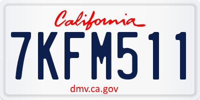 CA license plate 7KFM511