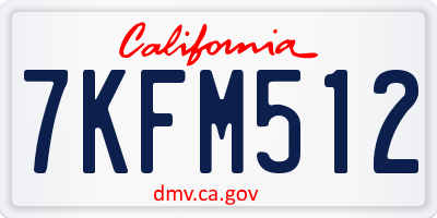 CA license plate 7KFM512