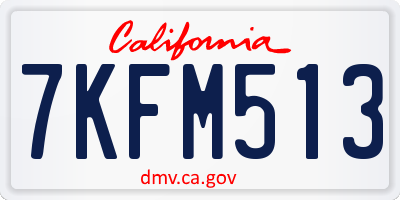 CA license plate 7KFM513