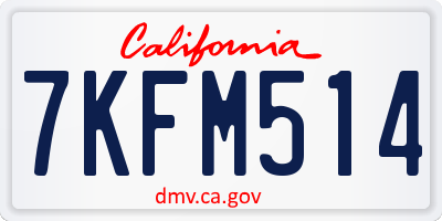 CA license plate 7KFM514