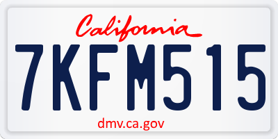 CA license plate 7KFM515