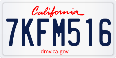 CA license plate 7KFM516