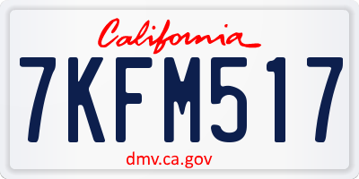 CA license plate 7KFM517