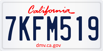 CA license plate 7KFM519