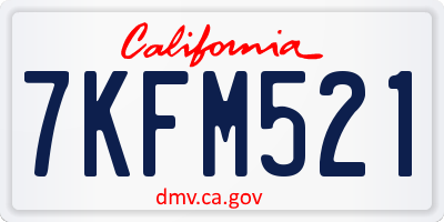 CA license plate 7KFM521