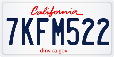 CA license plate 7KFM522