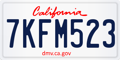 CA license plate 7KFM523