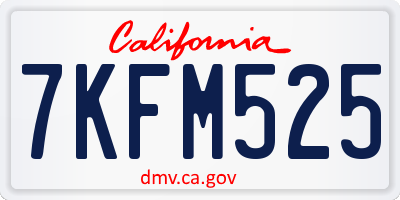 CA license plate 7KFM525