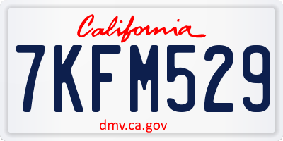 CA license plate 7KFM529