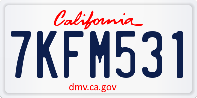 CA license plate 7KFM531