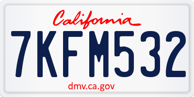 CA license plate 7KFM532