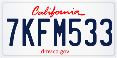 CA license plate 7KFM533