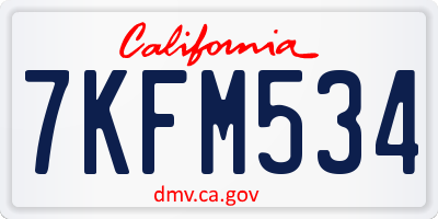 CA license plate 7KFM534
