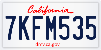 CA license plate 7KFM535