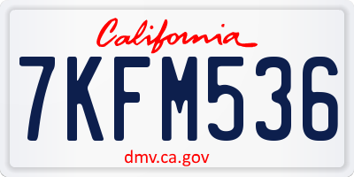 CA license plate 7KFM536