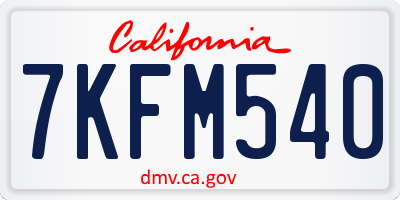 CA license plate 7KFM540