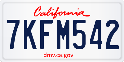 CA license plate 7KFM542