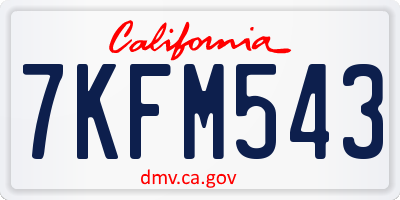 CA license plate 7KFM543