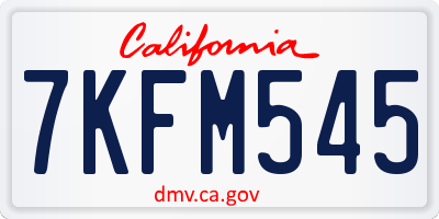 CA license plate 7KFM545