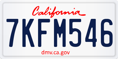 CA license plate 7KFM546