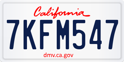 CA license plate 7KFM547