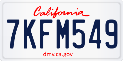 CA license plate 7KFM549