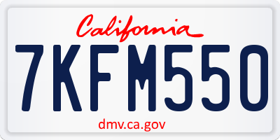 CA license plate 7KFM550