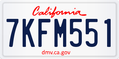 CA license plate 7KFM551
