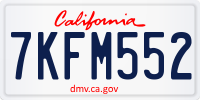 CA license plate 7KFM552