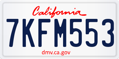 CA license plate 7KFM553