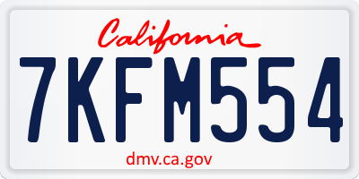 CA license plate 7KFM554