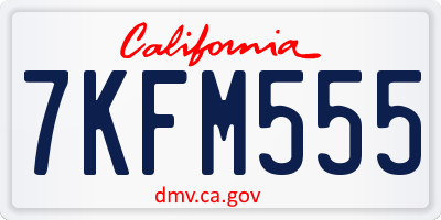 CA license plate 7KFM555
