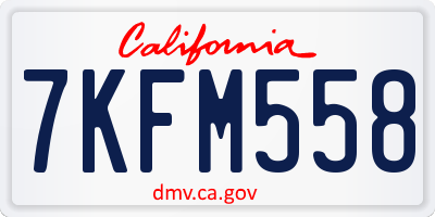CA license plate 7KFM558