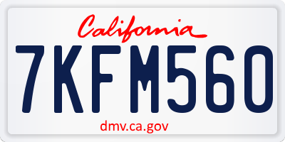 CA license plate 7KFM560