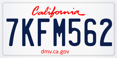 CA license plate 7KFM562
