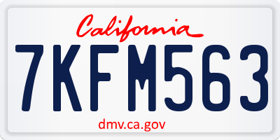 CA license plate 7KFM563