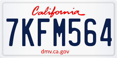 CA license plate 7KFM564