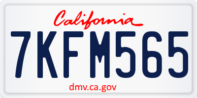 CA license plate 7KFM565