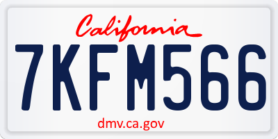 CA license plate 7KFM566