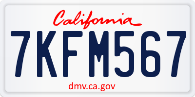CA license plate 7KFM567