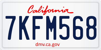 CA license plate 7KFM568