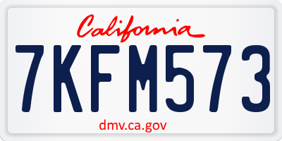 CA license plate 7KFM573