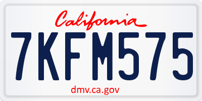 CA license plate 7KFM575