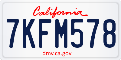 CA license plate 7KFM578
