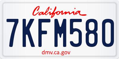 CA license plate 7KFM580