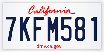 CA license plate 7KFM581
