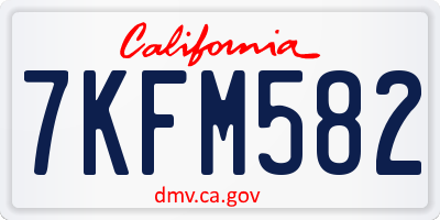 CA license plate 7KFM582