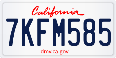 CA license plate 7KFM585