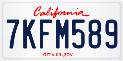 CA license plate 7KFM589