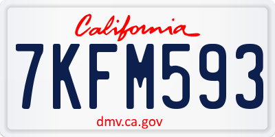 CA license plate 7KFM593